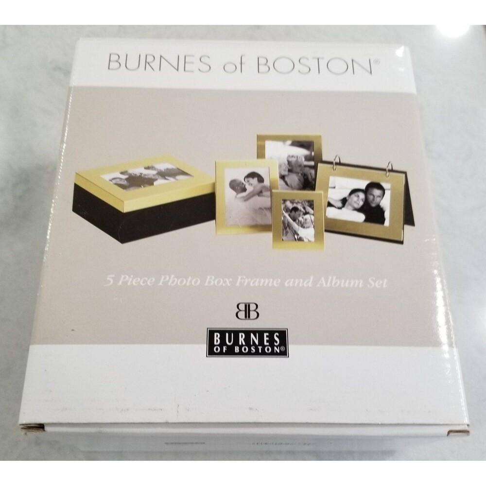 Burnes of Boston 4 piece photo box frame and album set new open box READ